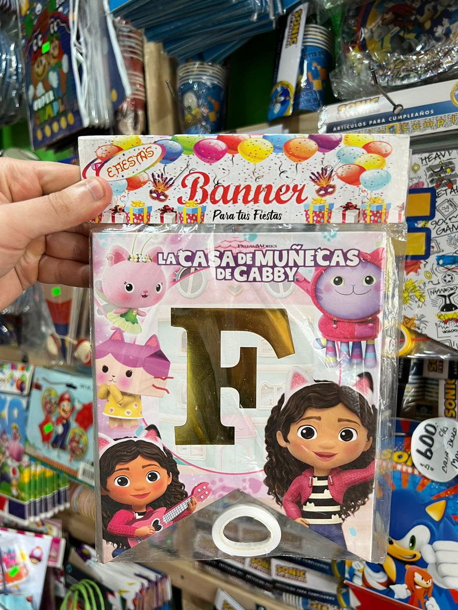 Banderin de feliz cumpleaños gaby y la casa de muñecas