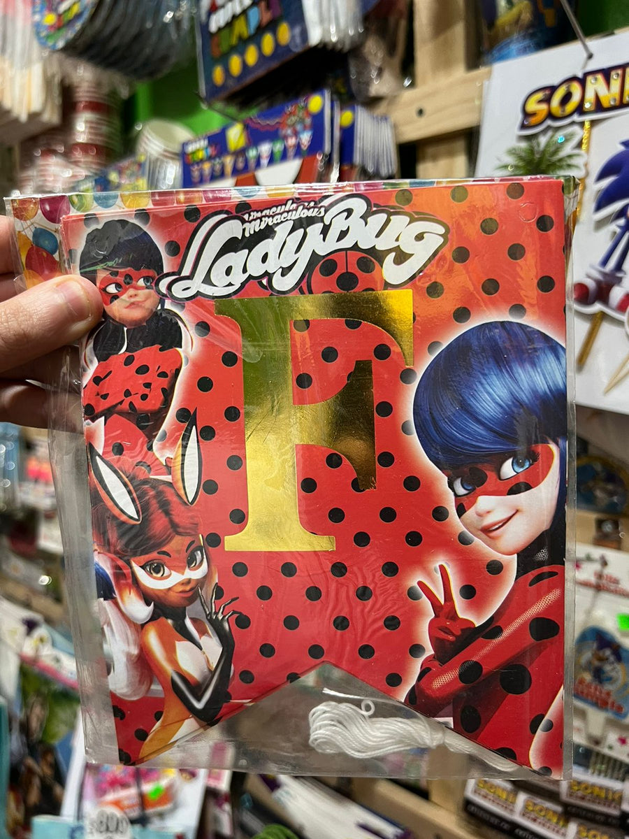 Banderin de feliz cumpleaños lady bug