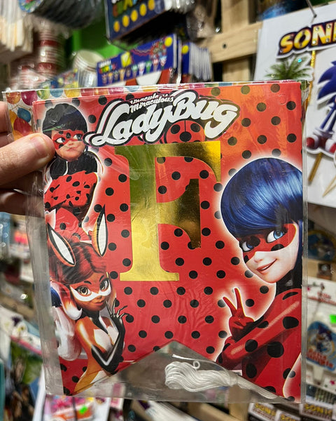 Banderin de feliz cumpleaños lady bug