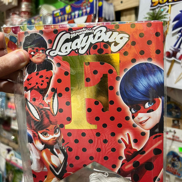 Banderin de feliz cumpleaños lady bug