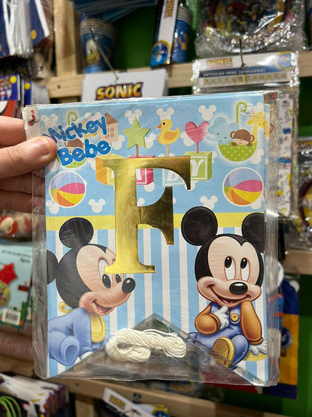 Banderin de feliz cumpleaños mickey mouse bebe