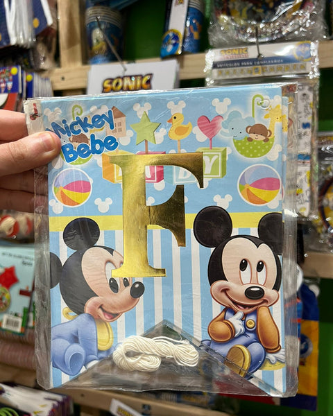 Banderin de feliz cumpleaños mickey mouse bebe