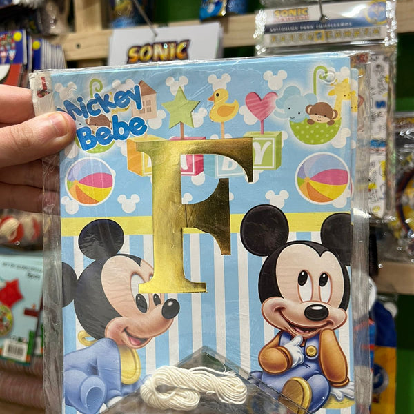 Banderin de feliz cumpleaños mickey mouse bebe