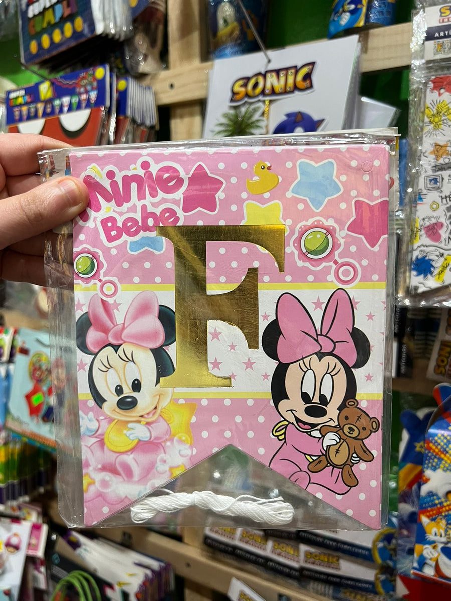 Banderin de feliz cumpleaños minnie mouse bebe
