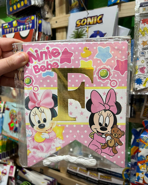 Banderin de feliz cumpleaños minnie mouse bebe