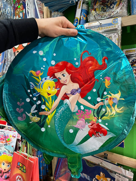 Globos metalizados sirenita ariel, unidad