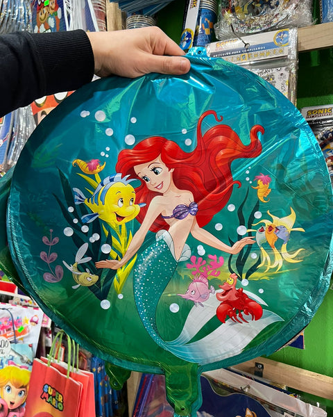 Globos metalizados sirenita ariel, unidad