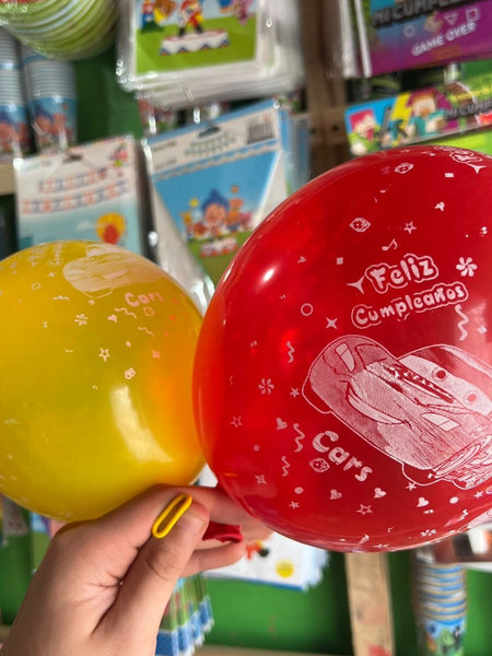 Globos latex impresos cars/rayo mcqueen paquete X 12 unidades