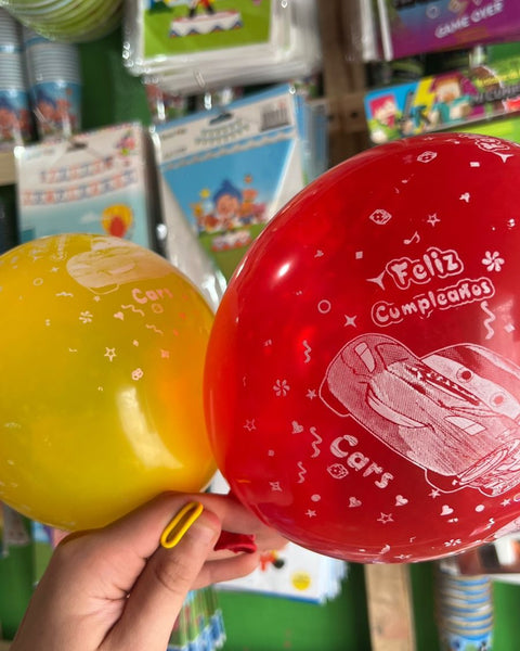 Globos latex impresos cars/rayo mcqueen paquete X 12 unidades