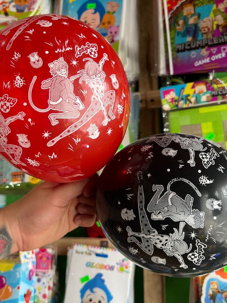 Globos latex impresos lady bug paquete X 12 unidades