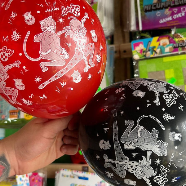 Globos latex impresos lady bug paquete X 12 unidades