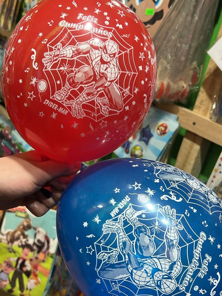 Globos latex impresos spiderman paquete X 12 unidades