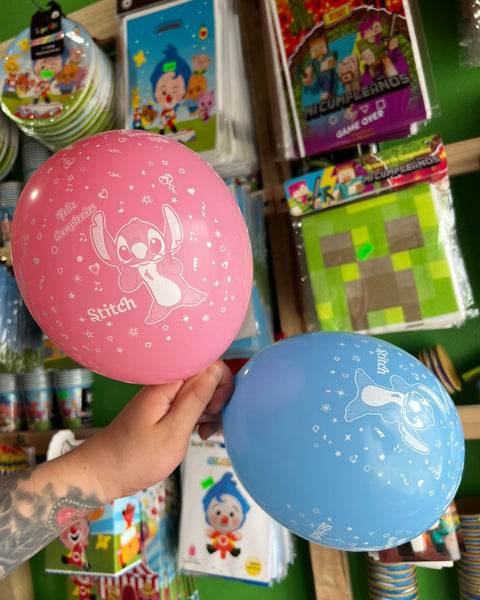 Globos latex impresos lilo y stich paquete X 12 unidades
