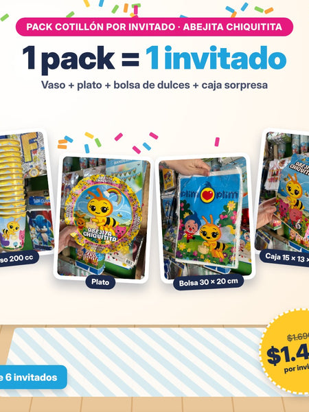 Pack cotillón por invitado Abejita chiquitita