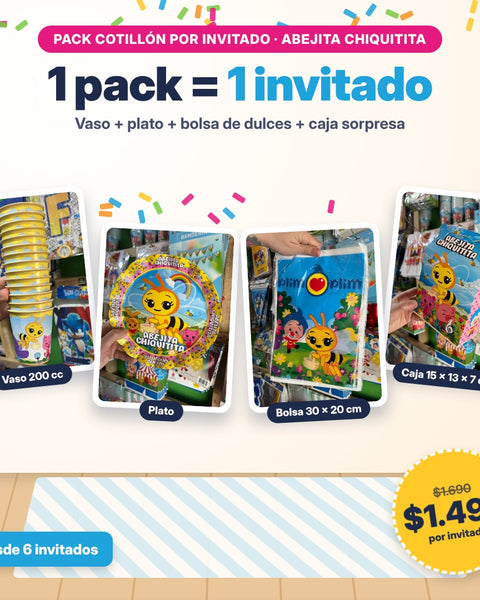 Pack Cotillón por Invitado Abejita Chiquitita