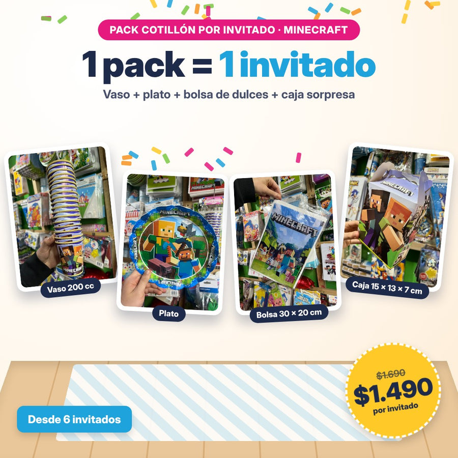 Pack cotillón por invitado Minecraft