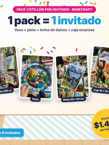 Pack cotillón por invitado Minecraft