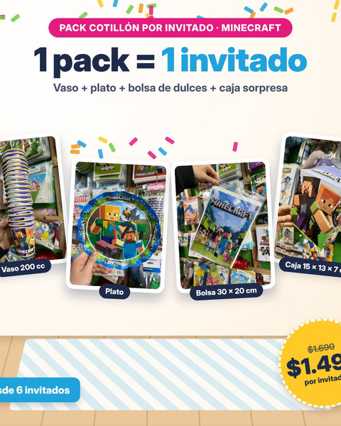 Pack cotillón por invitado Minecraft