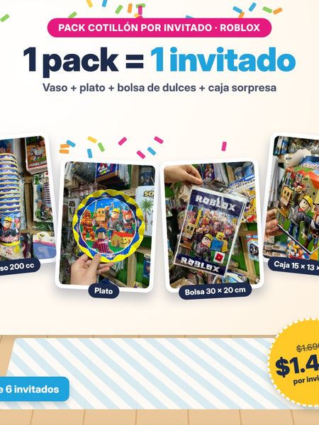 Pack cotillón por invitado Roblox