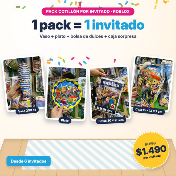 Pack cotillón por invitado Roblox