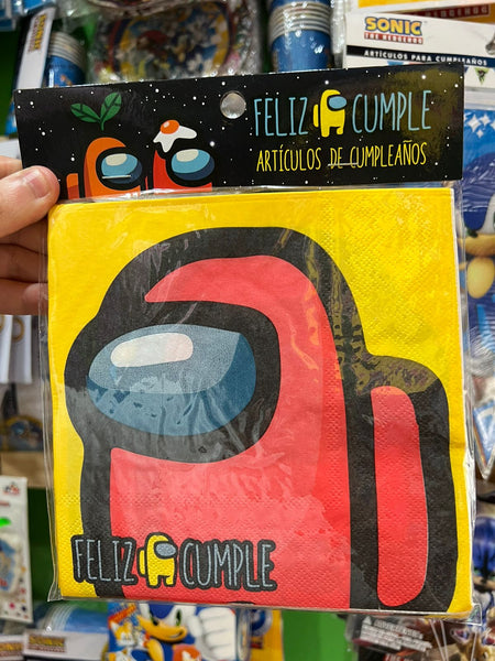 Servilletas Among us, paquete X 12 unidades