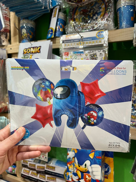 Set globos among us, 5 piezas