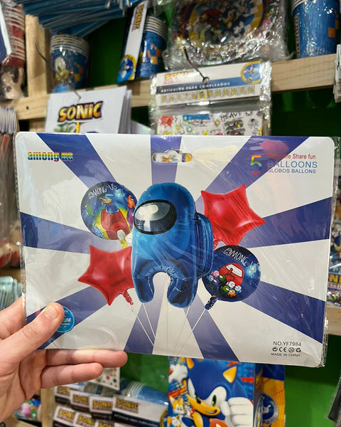 Set globos among us, 5 piezas