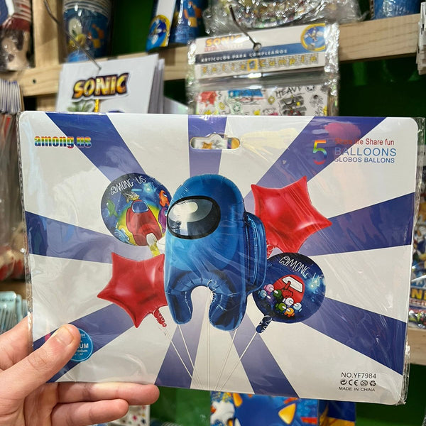 Set globos among us, 5 piezas