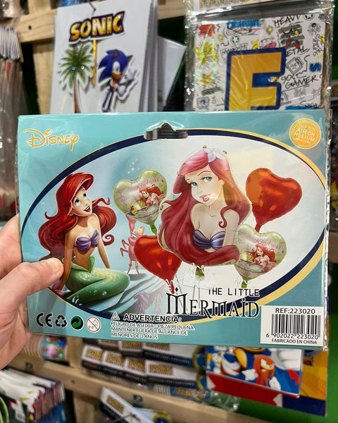 Set globos sirenita ariel, 5 piezas
