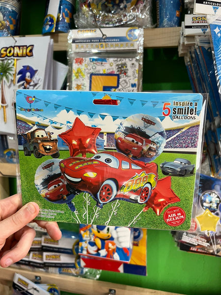 Set globos cars/rayo mcqueen 5 piezas