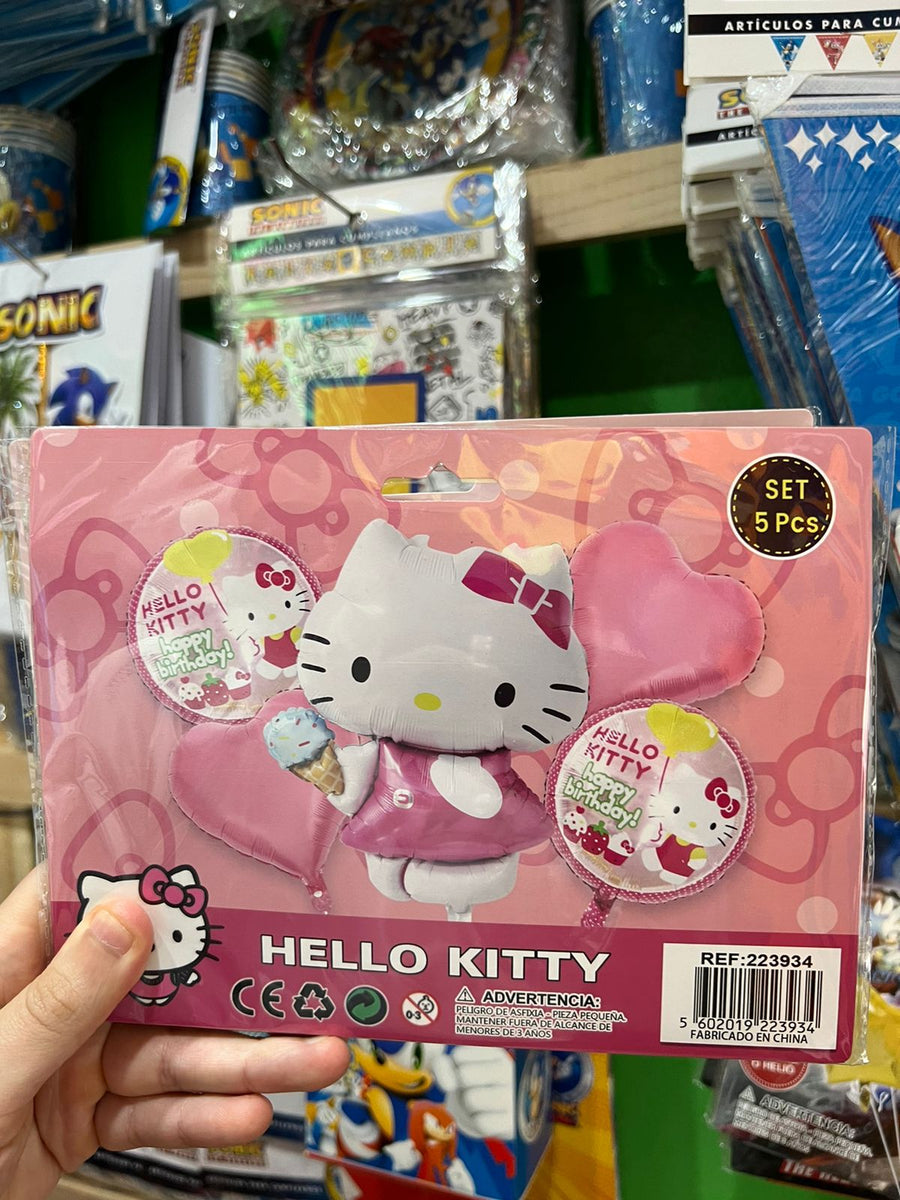 Set globos hello kitty, 5 piezas