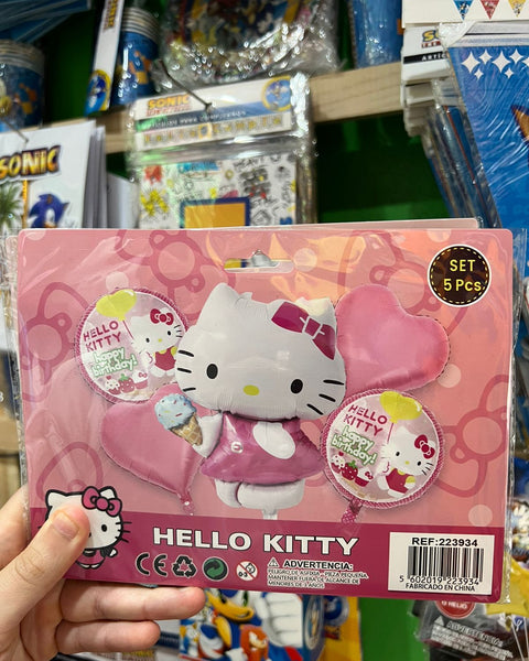 Set globos hello kitty, 5 piezas