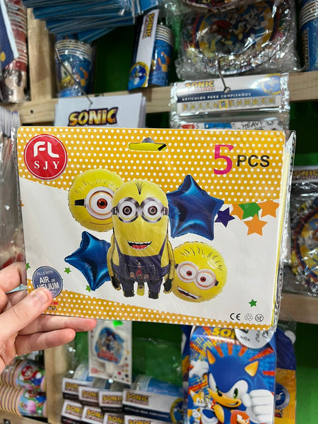 Set globos minions, 5 piezas