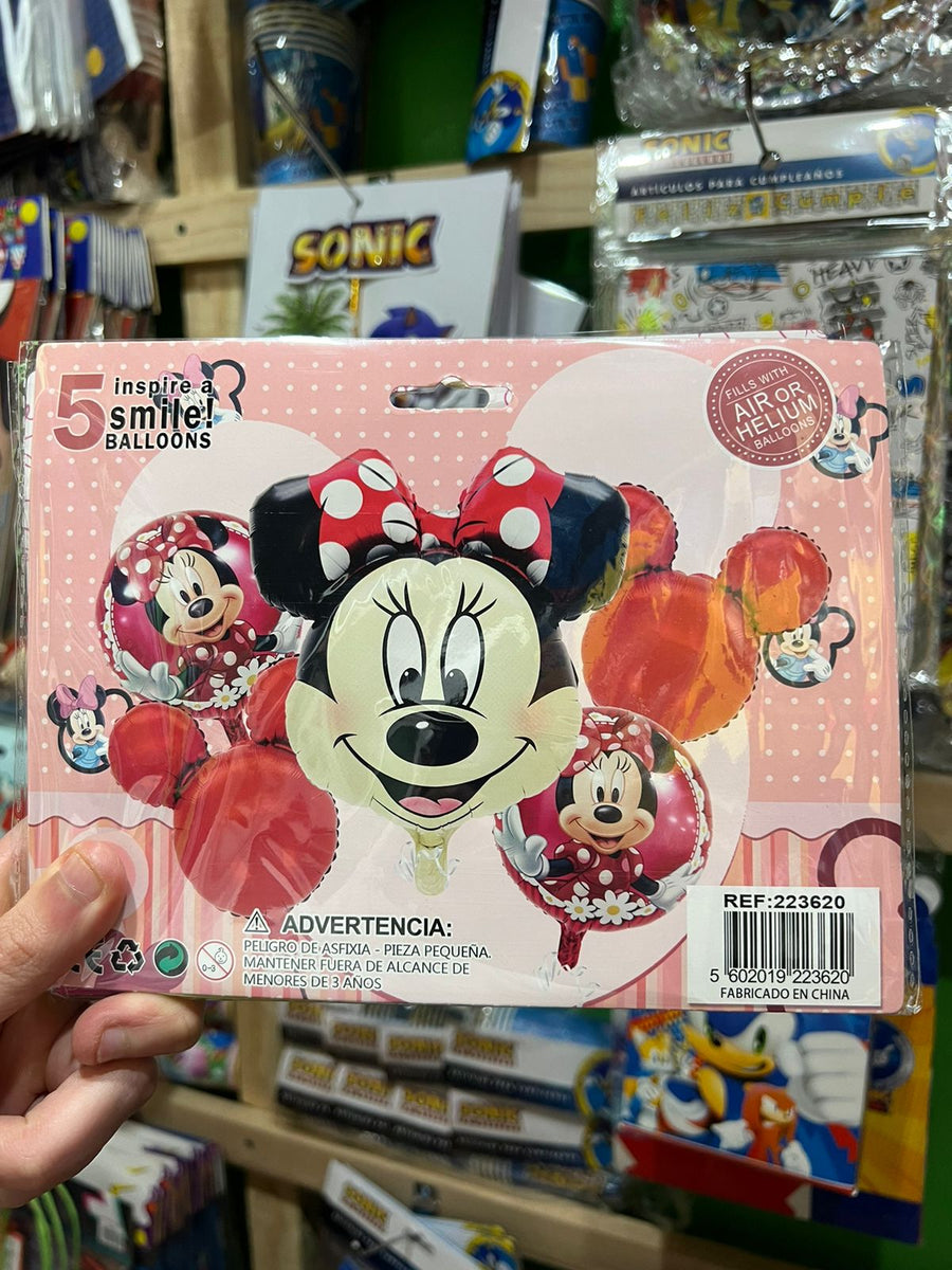 Set globos minnie mouse, 5 piezas