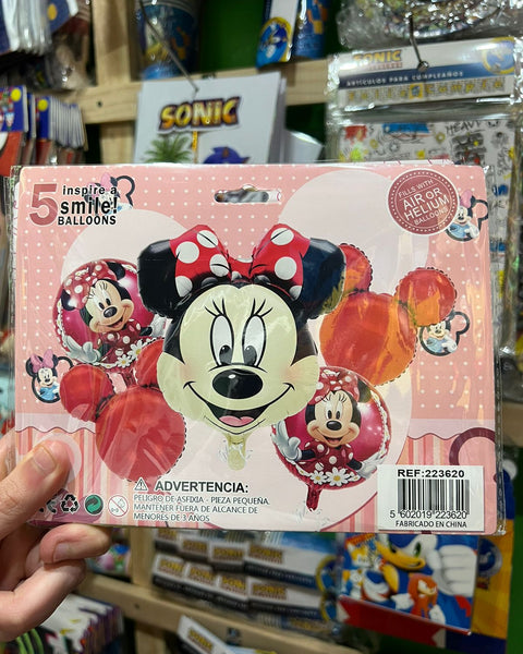 Set globos minnie mouse, 5 piezas