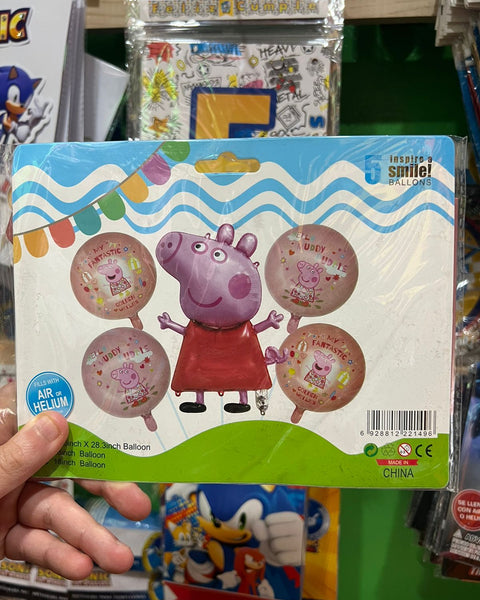 Set globos peppa pig, 5 piezas