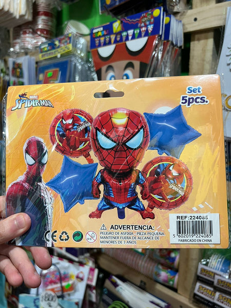 Set globos spiderman, 5 piezas