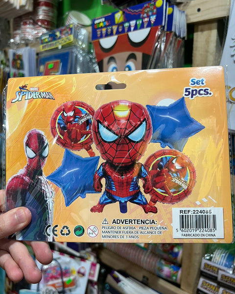 Set globos spiderman, 5 piezas