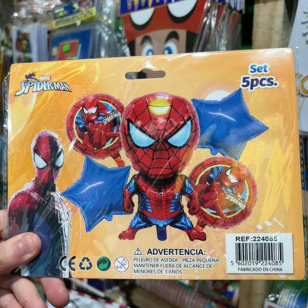 Set globos spiderman, 5 piezas