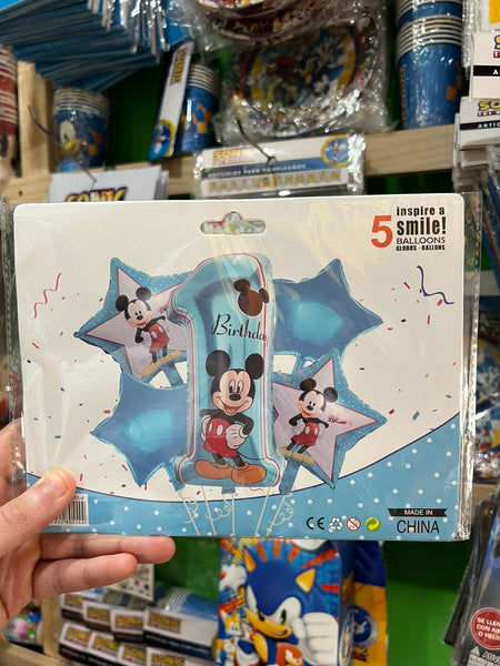 Set globos mickey mouse, 5 piezas