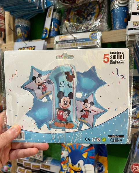 Set globos mickey mouse, 5 piezas