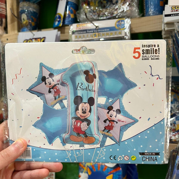 Set globos mickey mouse, 5 piezas