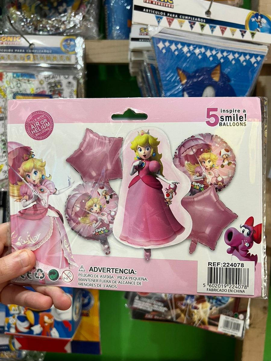 Set globos princesa peach, 5 piezas