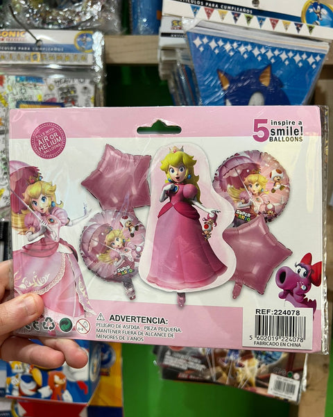 Set globos princesa peach, 5 piezas