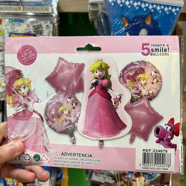 Set globos princesa peach, 5 piezas