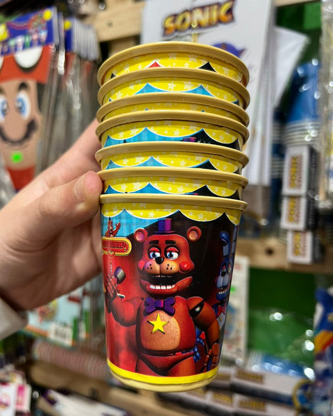 Vasos five nights at freddy's paquete X 6 unidades