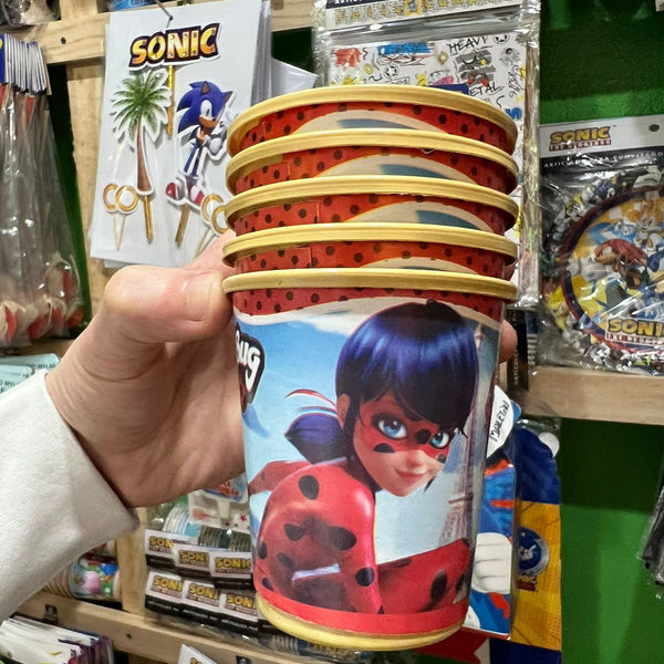 Vasos lady bug paquete X 6 unidades