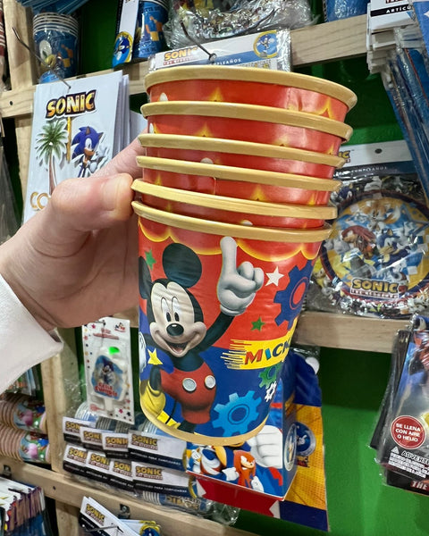 Vasos mickey mouse paquete X 6 unidades