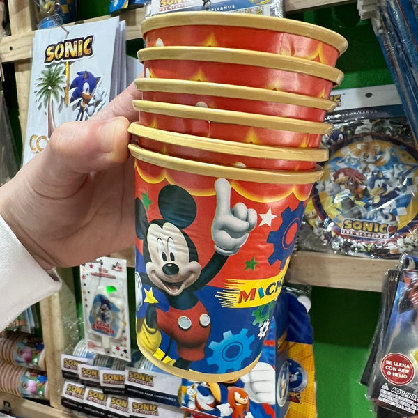 Vasos mickey mouse paquete X 6 unidades