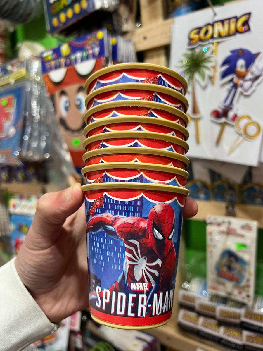 Vasos spiderman paquete X 6 unidades